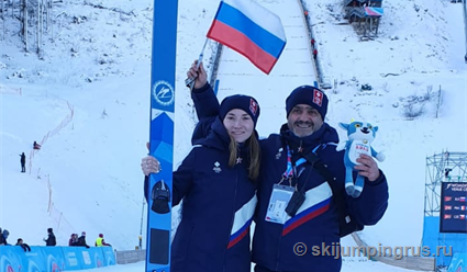 Россиянка Анна Шпынева завоевала золотую медаль в прыжках на лыжах с трамплина на ЮЗОИ в Лозанне